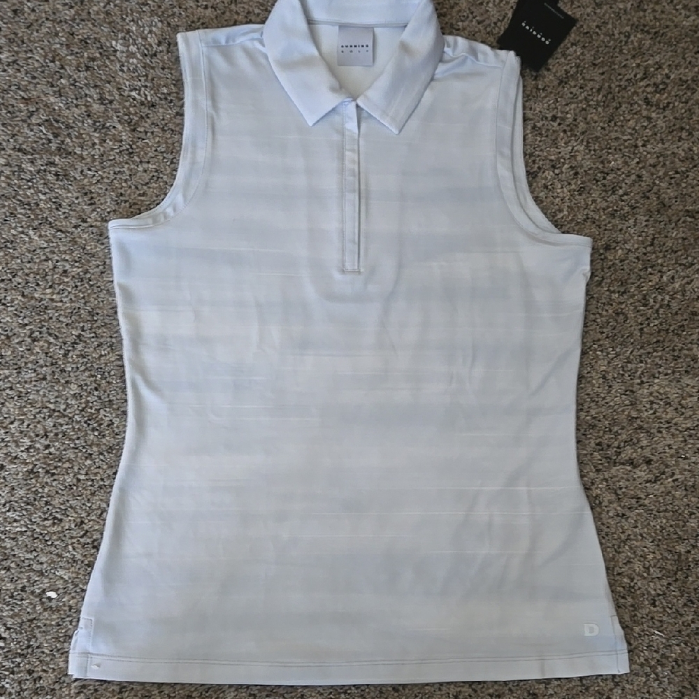 Elegant White Sleeveless Polo Top